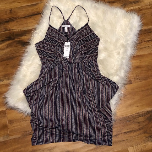 BCBGeneration Dresses & Skirts - BCBG NEW Strip-Print Faux Wrap Dress Size M
